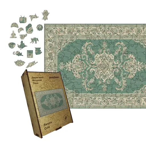 Деревянный пазл Ковер Лагуна, А3, Картонная коробка 200 элементов