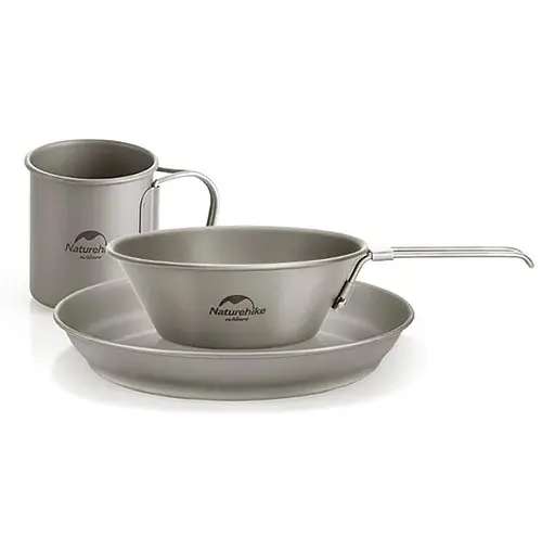 Набір туристичного посуду Naturehike CNH22CJ044 (3 предмети) титан