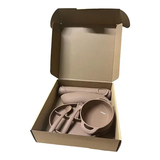 Набор силиконовой посуды для прикорма детей на присоске, 6 предметов, brown - фото 2