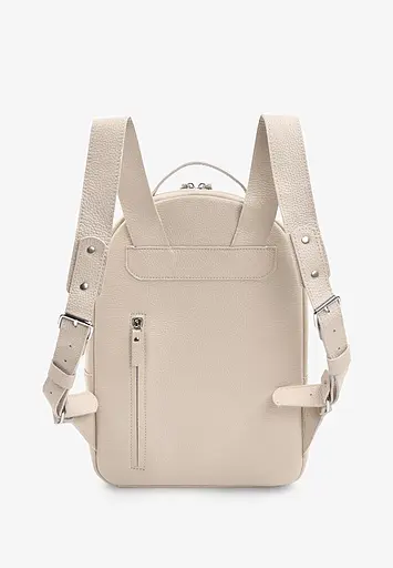 Кожаный рюкзак Groove M светло-бежевый зернистый. - фото 4