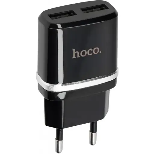Сетевое зарядное устройство Hoco-C12 (2 USB) 2.4 A Black - фото 1