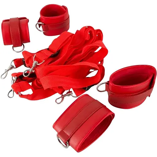 Бондажний набір Bad Kitty Naughty Toys Bed Restraints 5 шт. червоний
