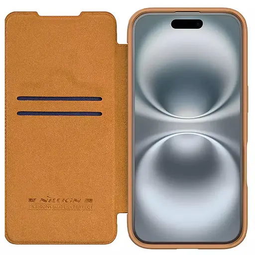 Кожаный чехол-книжка Nillkin Qin Prop для Apple iPhone 16 Pro 6.3 Brown - фото 4