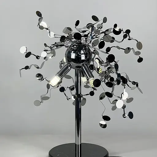 Лампа настольная из гибких хромированных кружочков из металла Ø 50х45 см | Line F | Арт. 1030T CH - фото 2