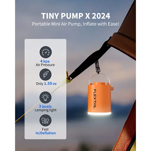 Насос-ліхтар кемпінговий Flextail Tiny Pump Х, помаранчевий - фото 7