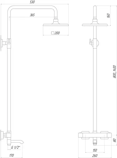 Душова система Globus Lux GLM-0041T, Хром - фото 5