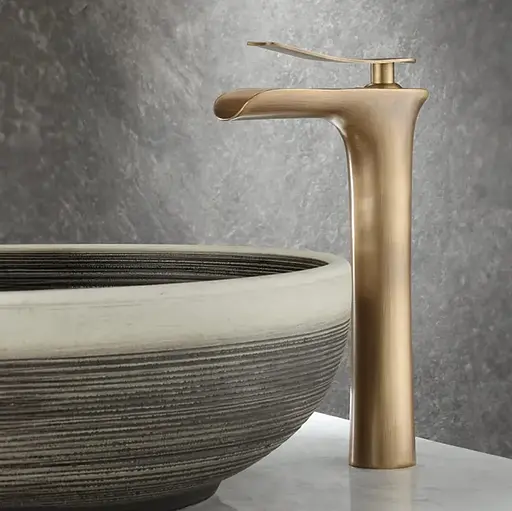 Смеситель для умывальника Rea Laguna antique brushed gold высокий REA-B8120 Бронза - фото 4