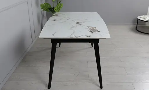 Стол Prestol Люкс белый глянец 1400/2000х900х760 черные ноги - фото 6