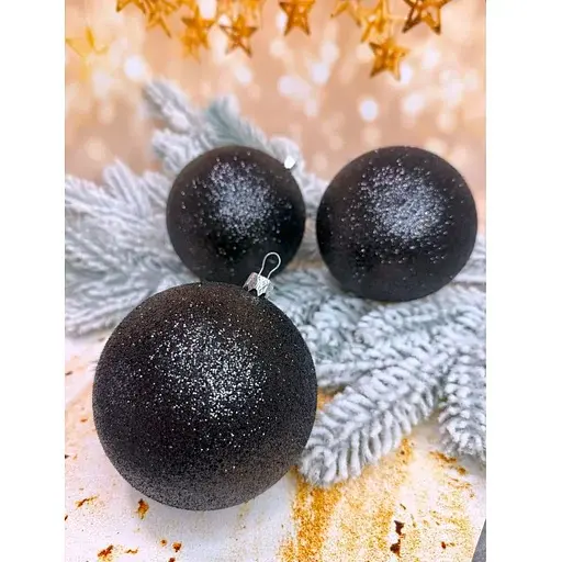 Набір ялинкових куль Блиск 100 мм 6 шт Чорний - фото 1