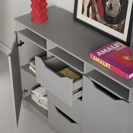 Комод в гостиную MebelStar 1200 Лилу 121x40x89 см Серая мышка (MBS-1335) - фото 3