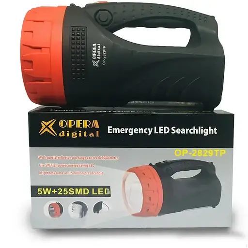 Аккумуляторный фонарь ручной Opera Digital OP-2829TP светодиодный переносной с ручкой и боковой лампой 5 Вт Черный - фото 2