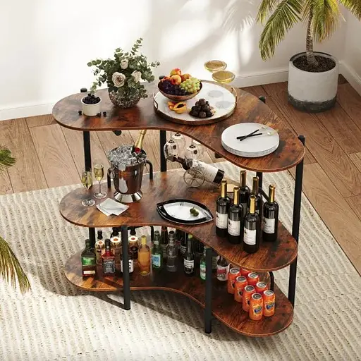 Барний стіл фуршетний Costway Wise з полицями кутовий - фото 3