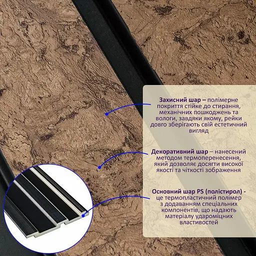 Рейка декоративна Wall Sticker PS 2900х120х12 мм Шоколадний мармур SW-00001754 - фото 8