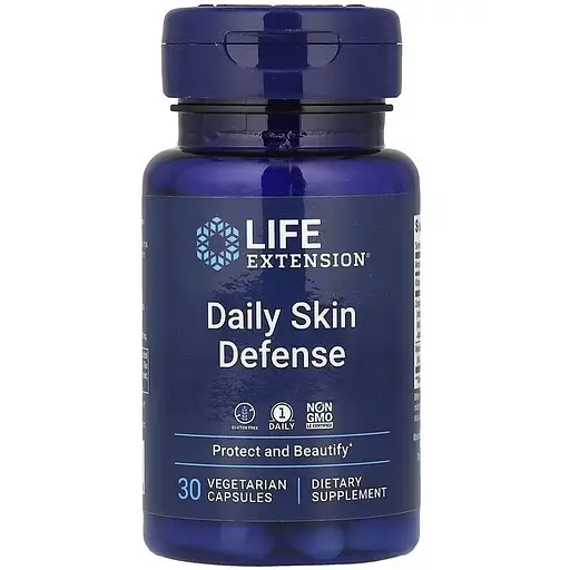 Комплекс для ежедневной защиты кожи Life Extension Daily Skin Defense 30 вегетарианских капсул