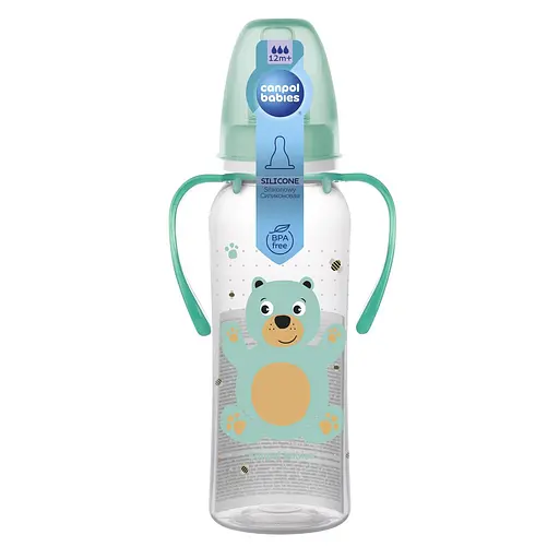 Бутылка с узким отверстием 250 мл с рисунком и ручкой "BPA FREE" коллекция "Цветная ферма" Бирюзовая - фото 3