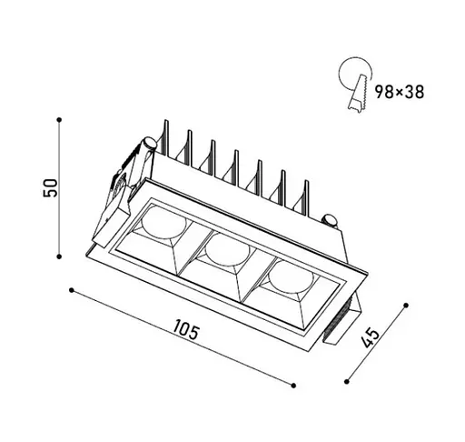 Світильник точковий врізний KLOODI KD-POINT 3X2 6W 4K BK - фото 4