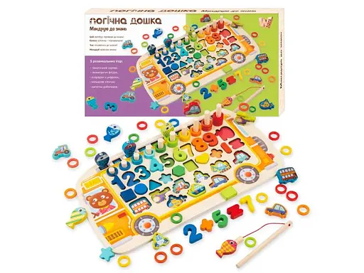 Логічна дерев’яна дошка Автобус, WToys - фото 1