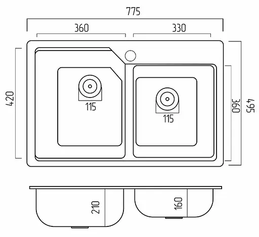 Кухонная мойка Platinum 7850 HARMONY (SP000039672) - фото 7