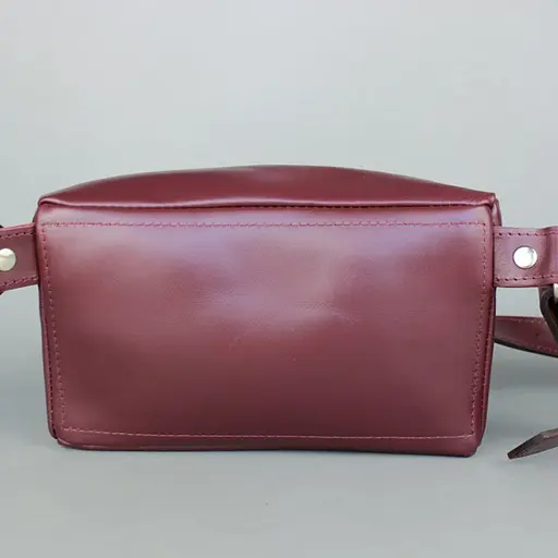Шкіряна поясна сумка бордова - фото 5