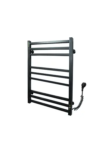 Электрический полотенцесушитель Kosser Велди 800x500/9 ЕR тайм. Нержавеющая сталь (черный) ДВ01ER, Черный матовый, Правое - фото 1