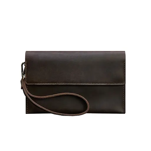 Шкіряний чоловічий клатч-барсетка 3.0 темно-коричневий Crazy Horse - фото 11