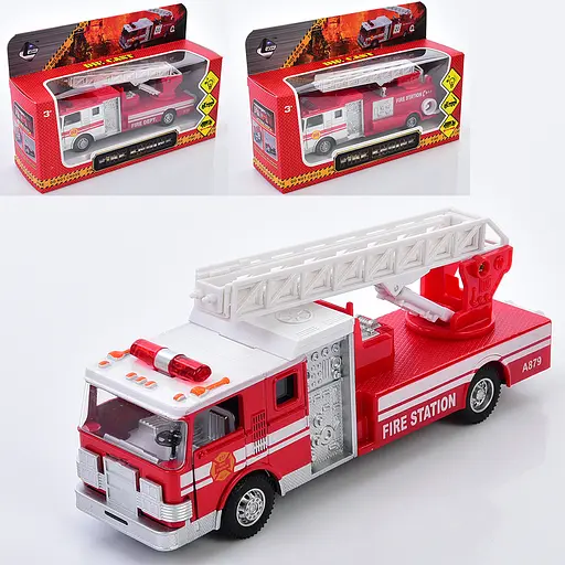Пожарная машина, XG879-105A, металл, 17 см, с музыкальными и световыми эффектами (В ассортименте) - фото 2