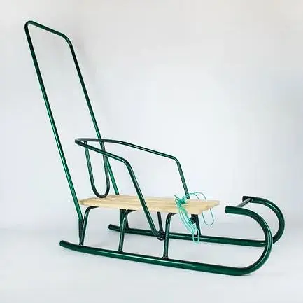 Санки детские с откидной спинкой, зеленые+ручка, АРТ. 4.1 ЗЕЛ