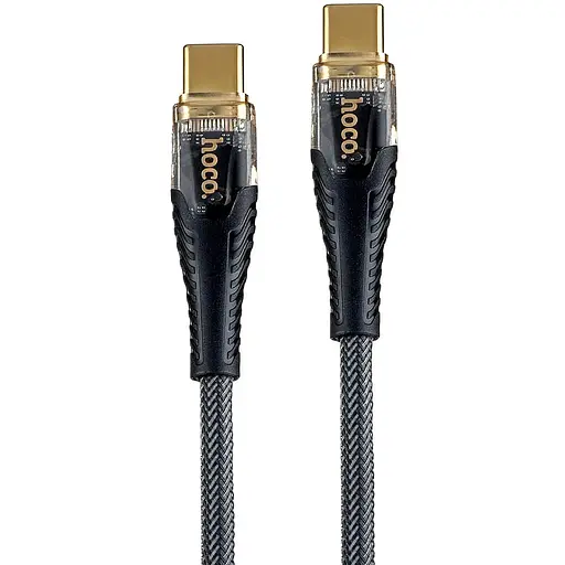 Кабель Hoco U121 Gold standard Transparent Discovery Edition 60W data cable T-C to T-C Черный