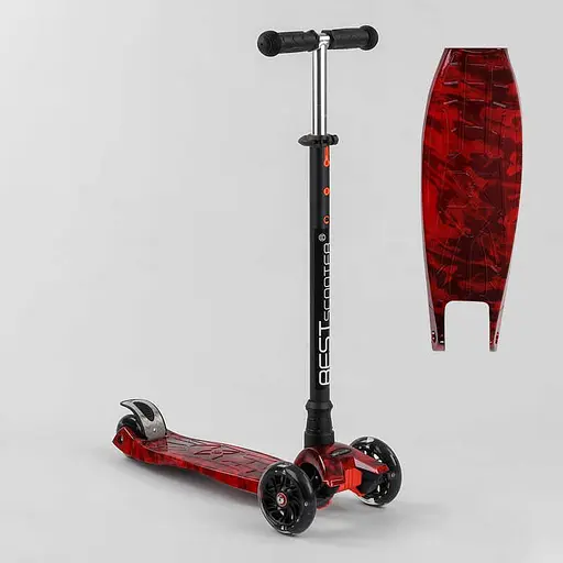 Самокат Maxi Best Scooter 59х14х27 см Чорно-червоний 000231469 - фото 5