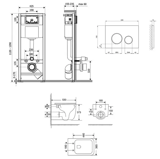 Набір Q-tap Nest 4 в 1 підвісний унітаз Gemini Ultra Quiet 530х365х373 + комплект інсталяції QT2533076EUQW46158 - фото 2