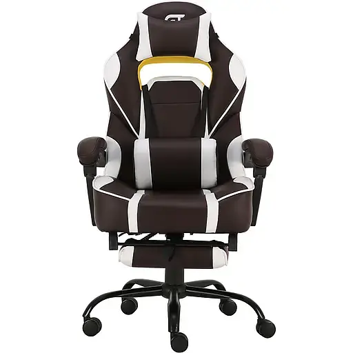 Геймерське крісло GT Racer коричневе з білим (X-2748 Dark Brown/White) - фото 1
