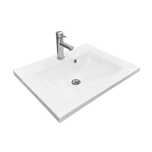 Набір для ванної кімнати Adamant раковина умивальник QUANTO 60 штучний камінь прямокутна з сифоном Click-Clack + змішувач - фото 2