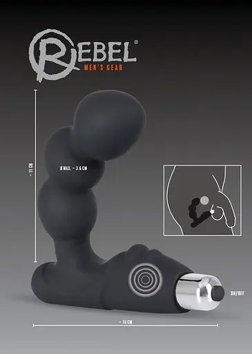 Стимулятор простати Rebel Prostate Stimulator, 14 см чорний - фото 5