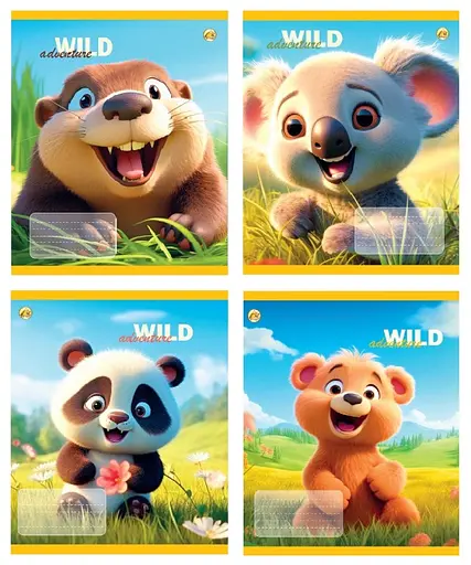 Зошити учнівські 12 аркушів коса лінія Тверда Пригоди, 25 шт. в упаковці