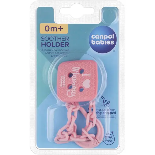 Цепочка к пустышке Canpol babies I Love Mummy розовая (2/434_pin) - фото 2