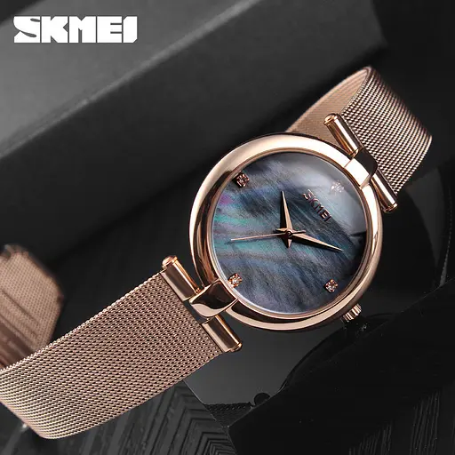 Женские классические часы Skmei 9177 Marble (Черные) - фото 4