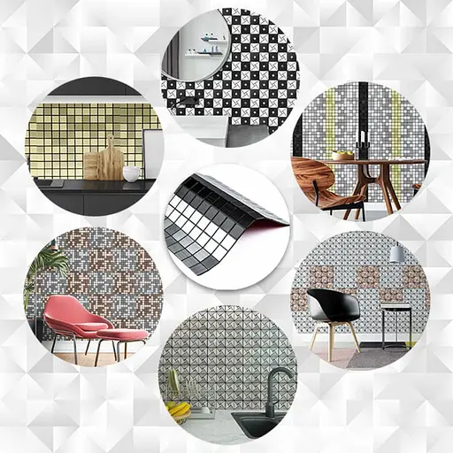 Самоклеюча алюмінієва плитка 300x300x3 мм Срібна із чорним мозаїка SW-00001825 - фото 5