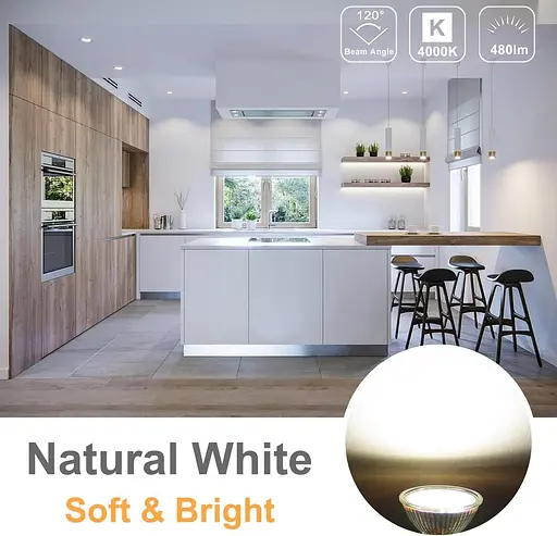 Wowatt 6 W GU5.3 Світлодіодна лампочка Нейтральний білий 4000K MR16 12V Галогенний еквівалент 40W Прожектор GU5.3 LED 480LM - фото 4