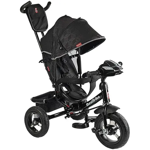Трехколесный велосипед Best Trike 3390-39-211 с надувными колесами фарой USB и черным пультом.