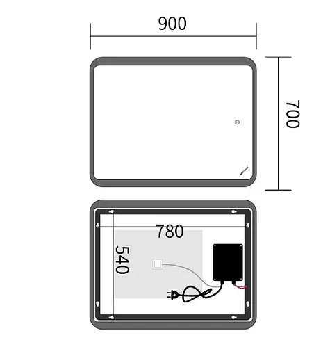 Дзеркало Mixxus Premium OLIVARY MR19-90x70-REVERSE (LED Touch, Anti-fog (3-6,5kK)) (MP6630) - фото 5