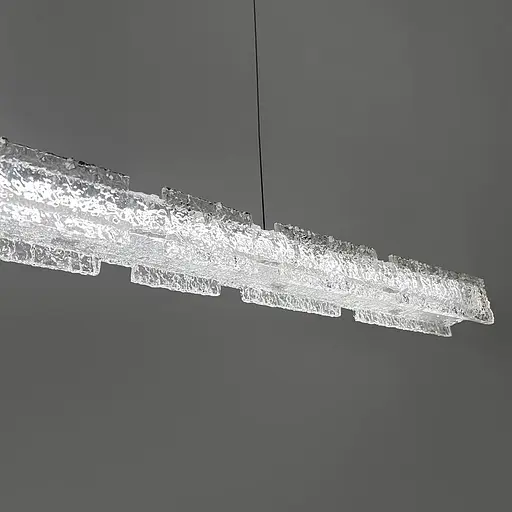 Подвесная удлиненная люстра с пластинами в виде прозрачных льдин 120 см Line F | Ст. MJ371-L1200 BK - фото 3