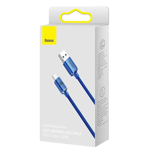Кабель Baseus Crystal Shine Series Fast Charging Data Cable USB to Type-C 100W 2 м блакитний - фото 2