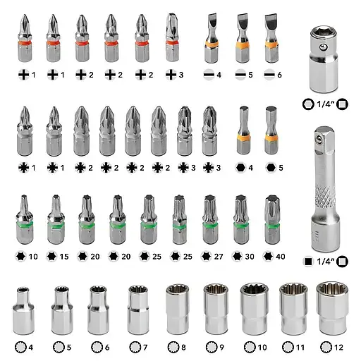 Отвертка с набором бит Trotec 40 pieces Bit and Socket Wrench Set (DAS302815) - фото 6