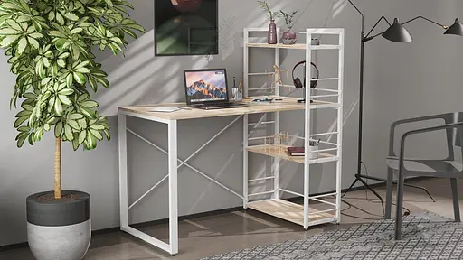 Письмовий стіл Ferrum-decor Серії Конект з етажеркою 75x120x60 білий ДСП Дуб Сан-Марино 16мм (FRD-104226) - фото 2