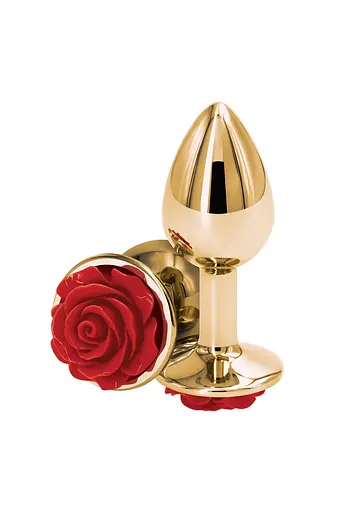Анальна пробка NS Novelties Rose Buttplug Small Red 8 см (золотий)