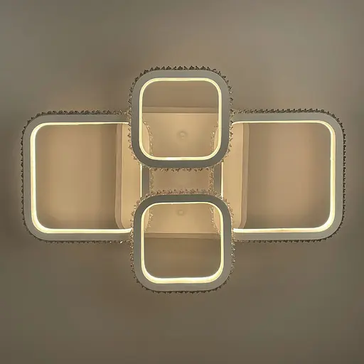 Світлодіодна LED люстра з RGB підсвіткою в білому корпусі | Арт. A 77074/2+2 RGB WT | Line F - фото 3