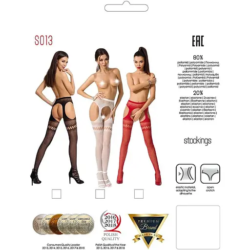 Сітчасті колготки-бодістокінги Passion S013 One Size, Black - фото 8