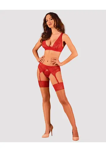 Комплект білизни Obsessive Lacelove XS/S червоний - фото 5