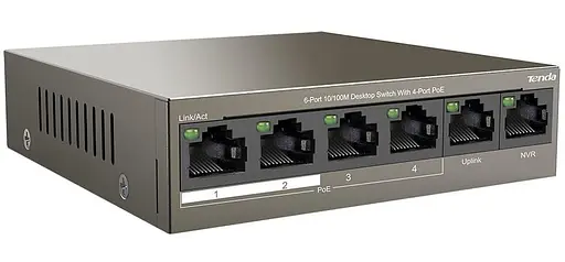 Коммутатор Tenda TEF1106P-4-63W 4xFE PoE, 2xFE Uplink (TEF1106P-4-63W) - фото 2