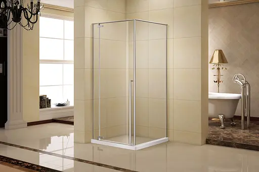 Душевая квадратная кабина Imprese Vaclav 90x90 распашная, прозрачное стекло 8 мм с покрытием Easy clean покрытием без поддона хром s6408690L, Левая, прозрачная, хром - фото 2